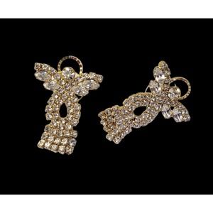 Vintage Crystal Rhinestone Guardian Angel Gold Metal Post Earrings